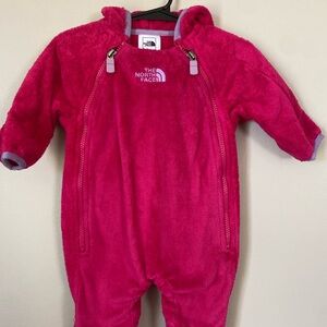 The North Face Hot Pink Fleece One-Piece Snowsuit
